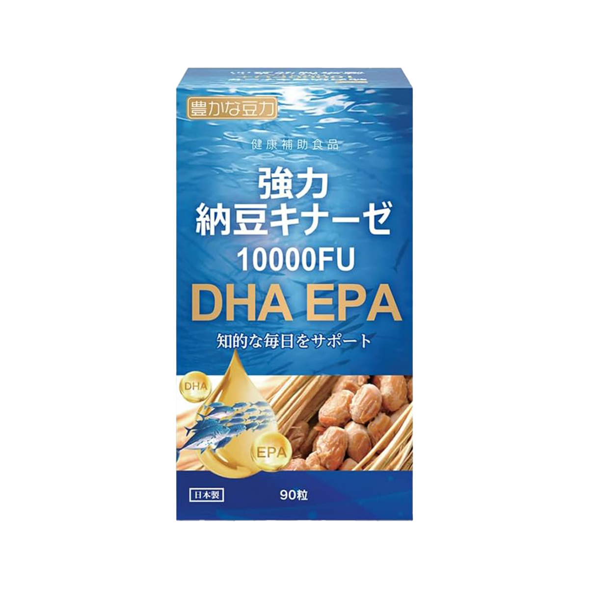 豊かな豆力 強力納豆激酶10000FU+DHA・EPA-90粒 Exp:2026/05
