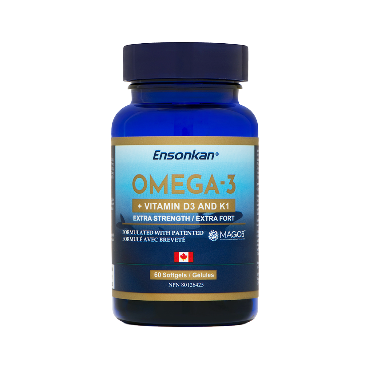 Ensonkan Omega 3 + Vitamin D3 and K1 (安迅康MAG-O3™ 高濃度魚油)  60 粒