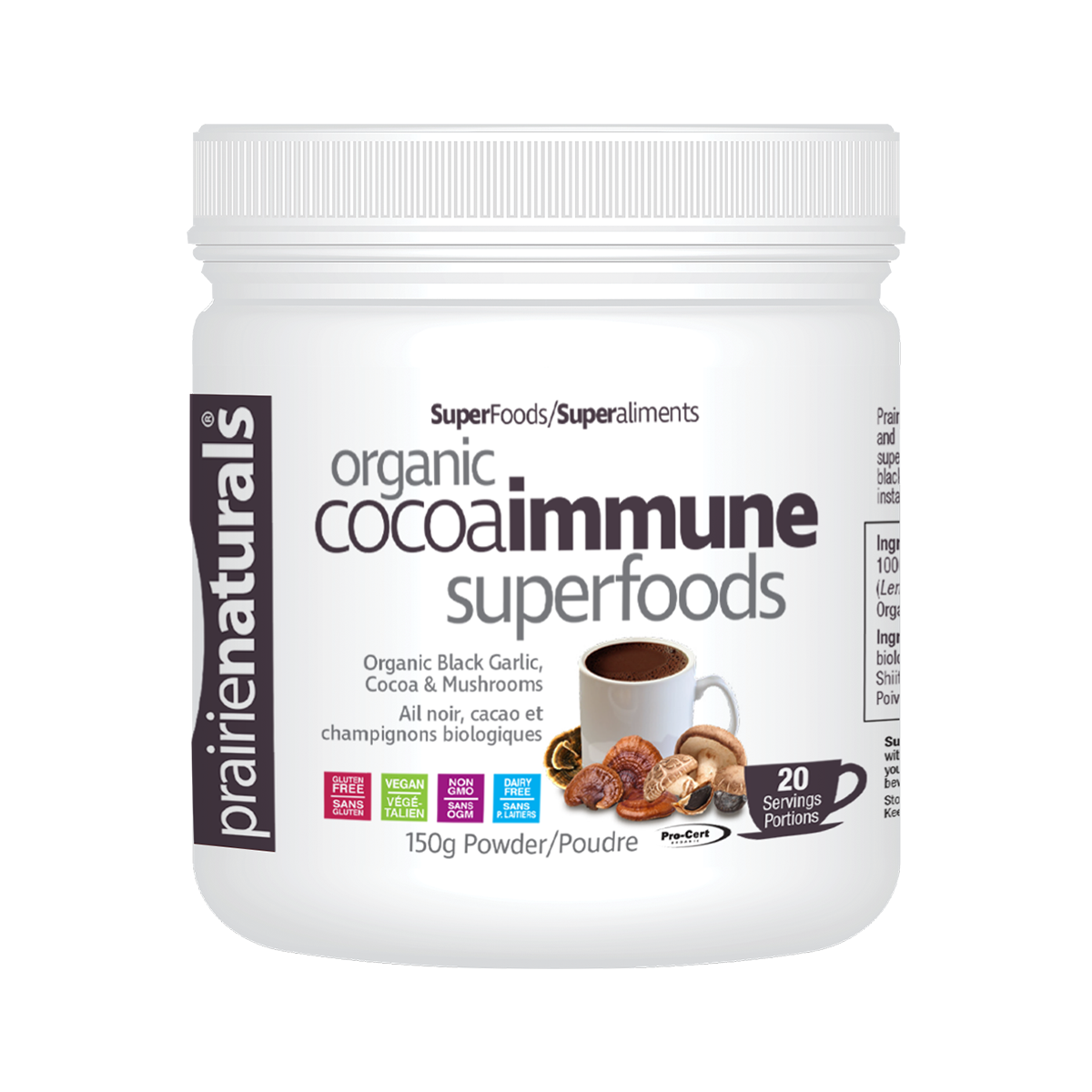 Prairie Naturals Organic CocoaImmune SuperFoods -免疫至尊超級食物粉-150g (包含多種精選黑色超級食物,可以支持免疫系統,幫助控制血糖,是強大的抗氧化作用,直接使用暖水沖泡,或混入咖啡飲用皆可)