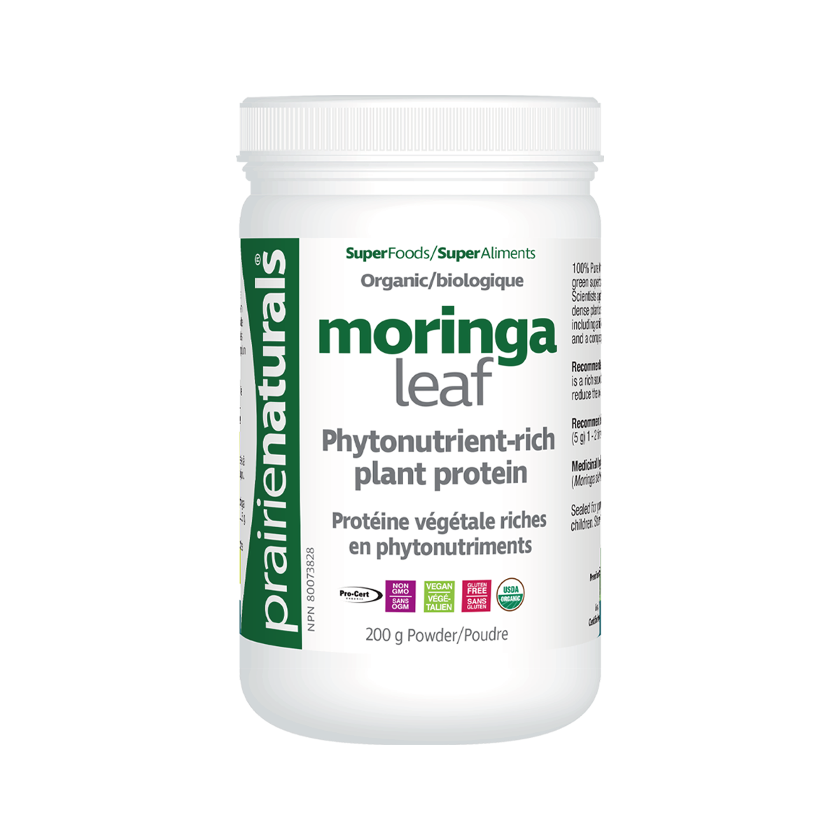 Prairie Naturals Organic Moringa Leaf Powder 有機辣木葉粉 200g Exp:2024/12