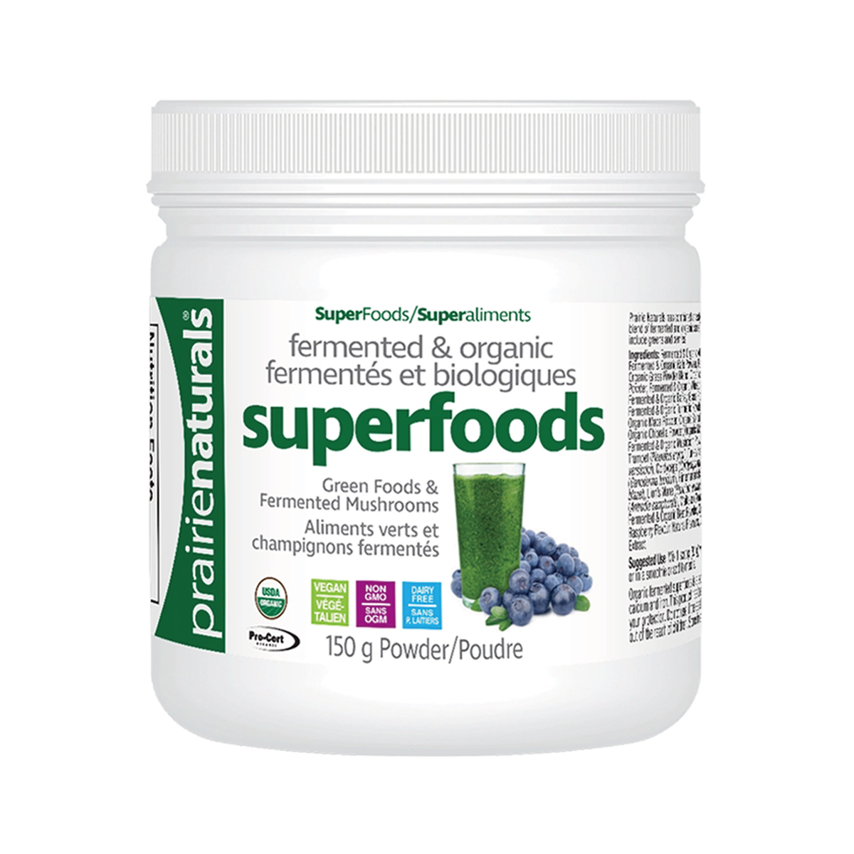 Prairie Naturals Fermented Organic SuperFoods & Mushroom Complex 有機發酵綠色超級食物粉 150g （Exp: 09/2025)