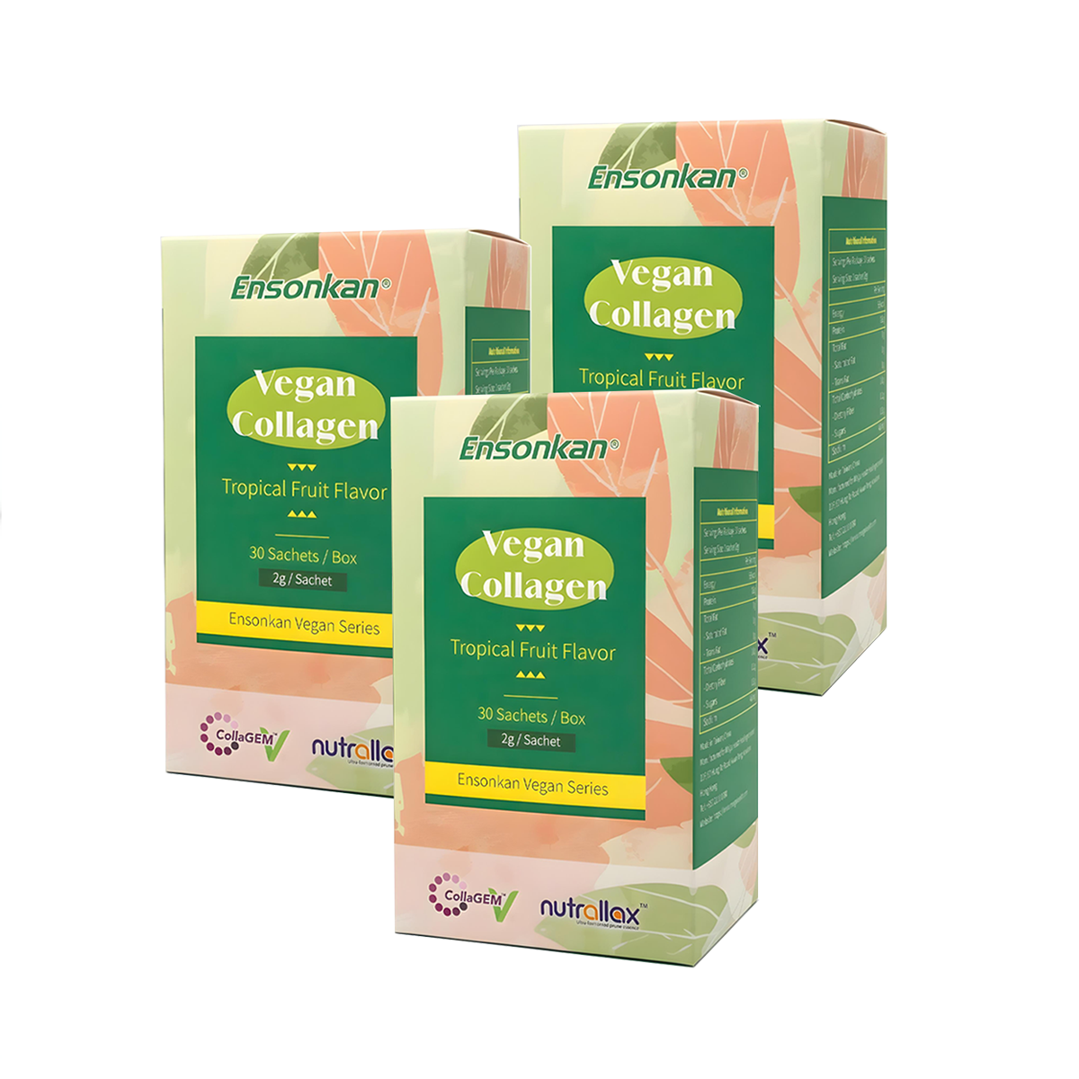 Brand new upgraded packaging！！【3 boxes】Ensonkan Vegan Collagen   (Tropical Fruit Flavor) - 30 Bars/Pack