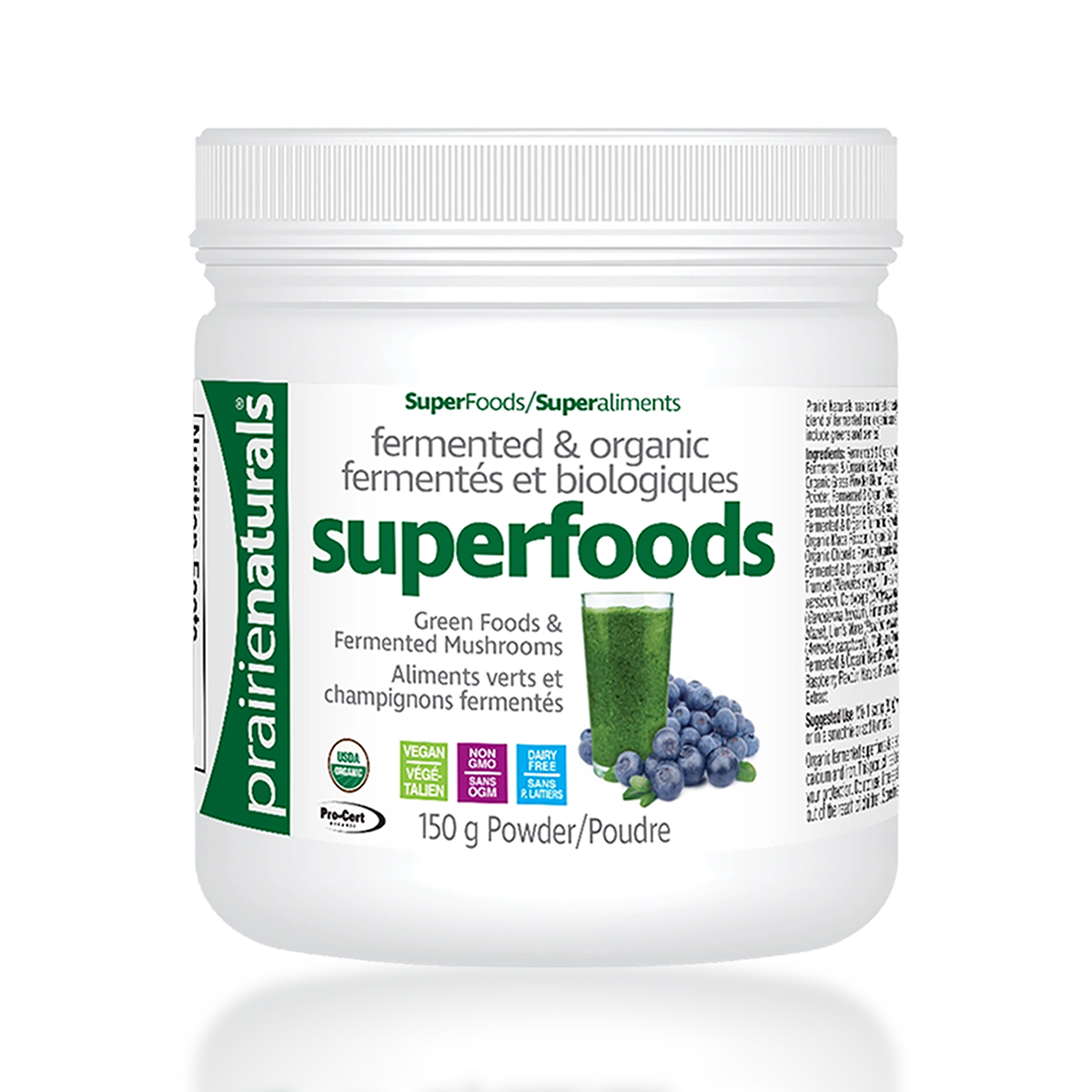 Prairie Naturals Fermented Organic SuperFoods & Mushroom Complex 有機發酵綠色超級食物粉 150g** (最佳食用期：2026年7月31日或之前）