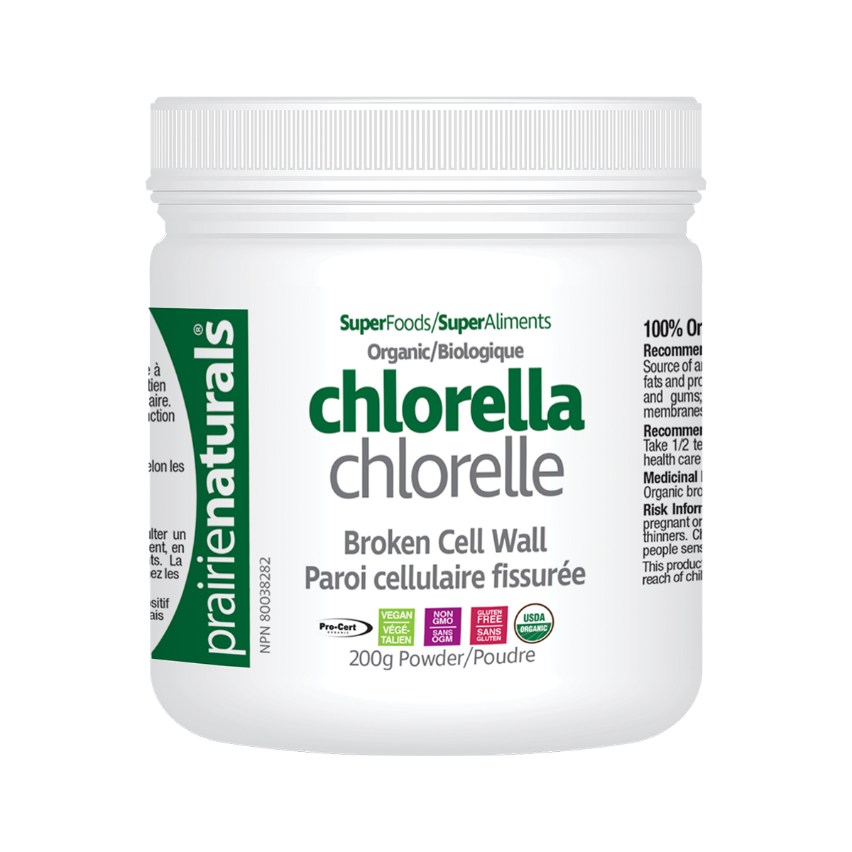 Prairie Naturals Organic Chlorella Powder 有機小球藻粉 200g Exp:2027/03