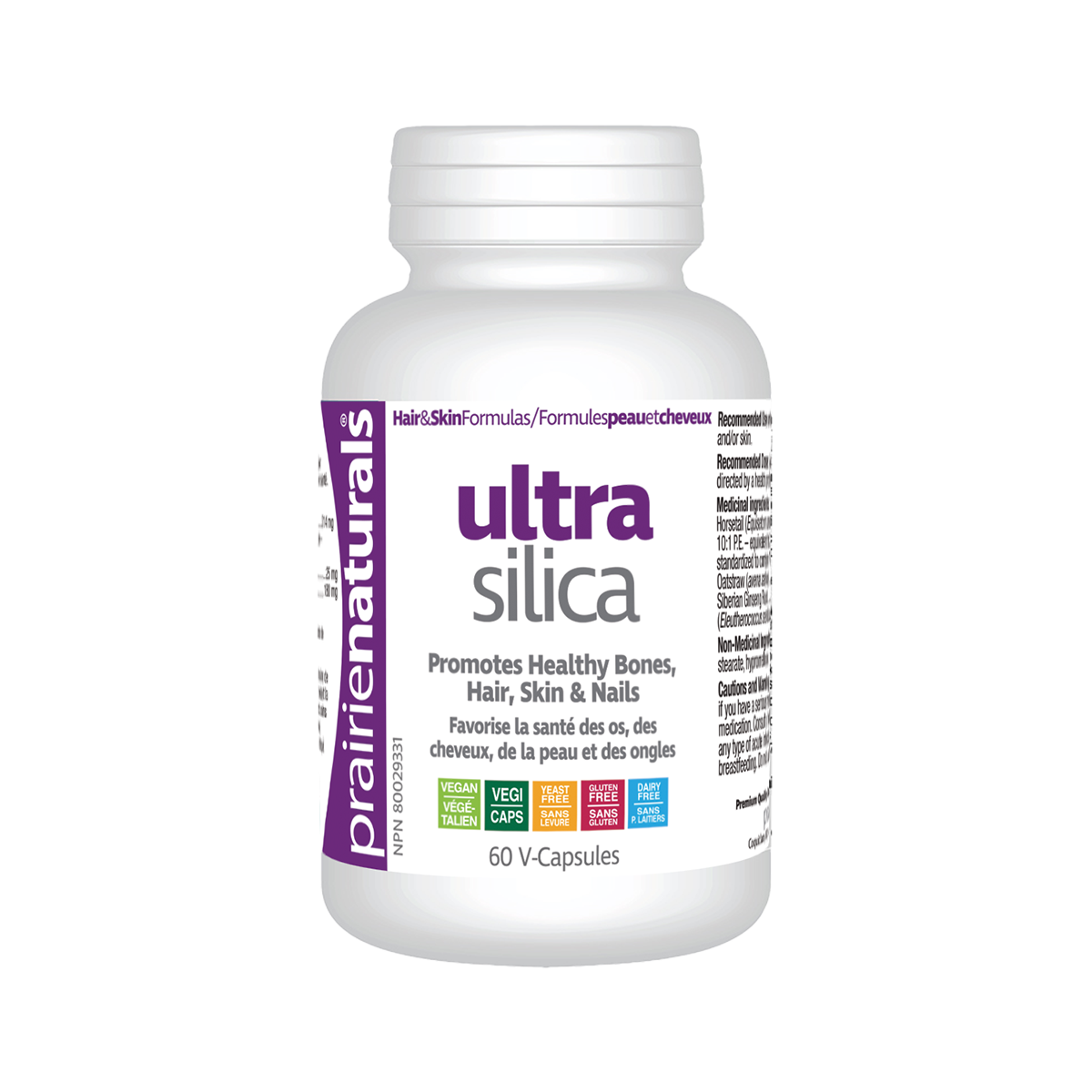 Prairie Naturals Ultra-Silica  60 Capsules Strong Hair and Bones, Beautiful Skin and Nails