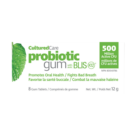 Prairie Naturals CulturedCare Probiotic Gum BlisK12 - (Spearmint/Mint Flavor) 8 Capsules (Best before the end of March 2023)