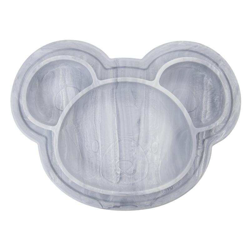 KUSHIES 加拿大品牌吸盤用餐學習盤-灰小熊
