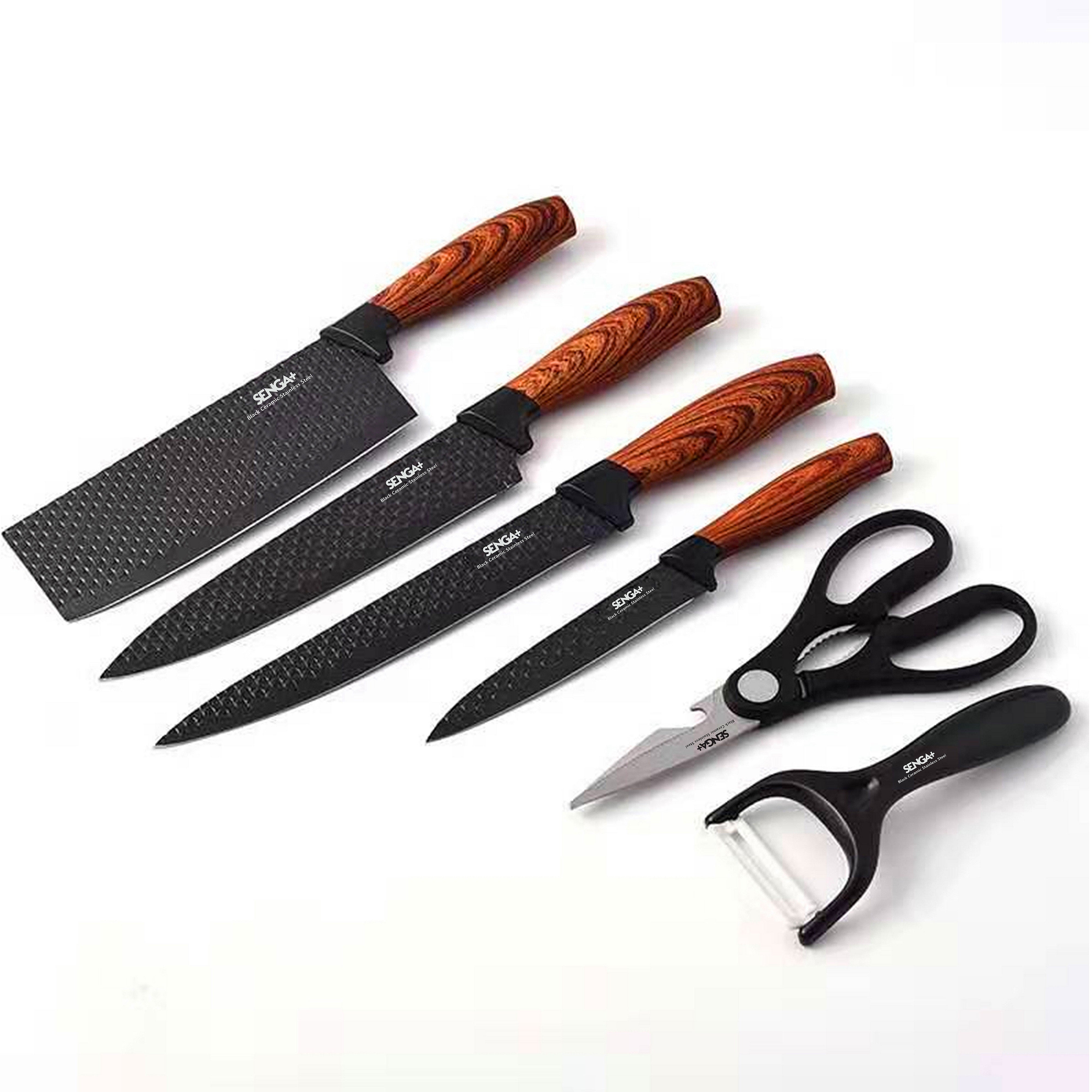 LK-WS10 黑陶瓷鋼化刀6件套裝